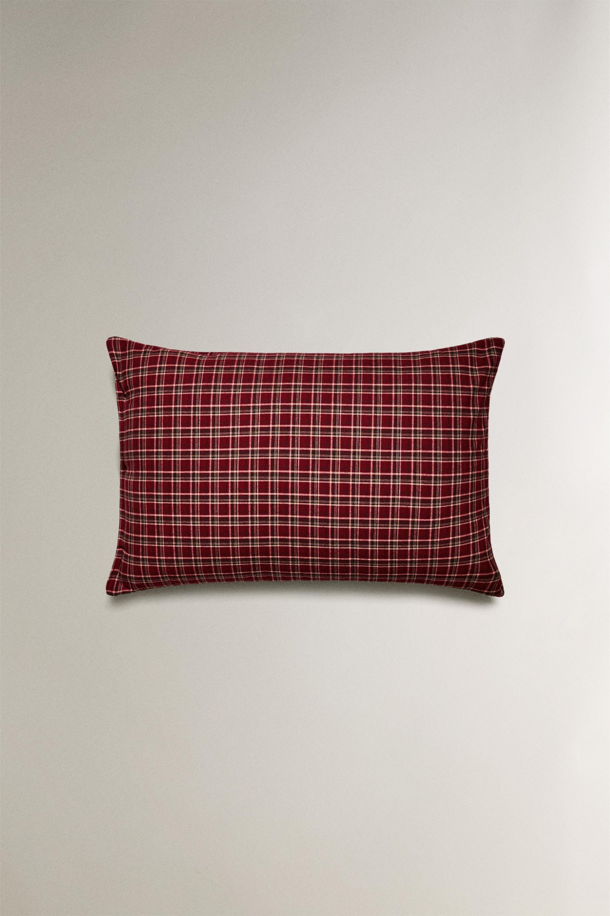 RED CHECK CHRISTMAS FLANNEL PILLOWCASE